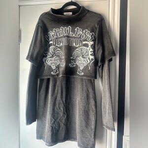 Akira Devotion Tiger Graphic Layered Mini Dress | Sz L